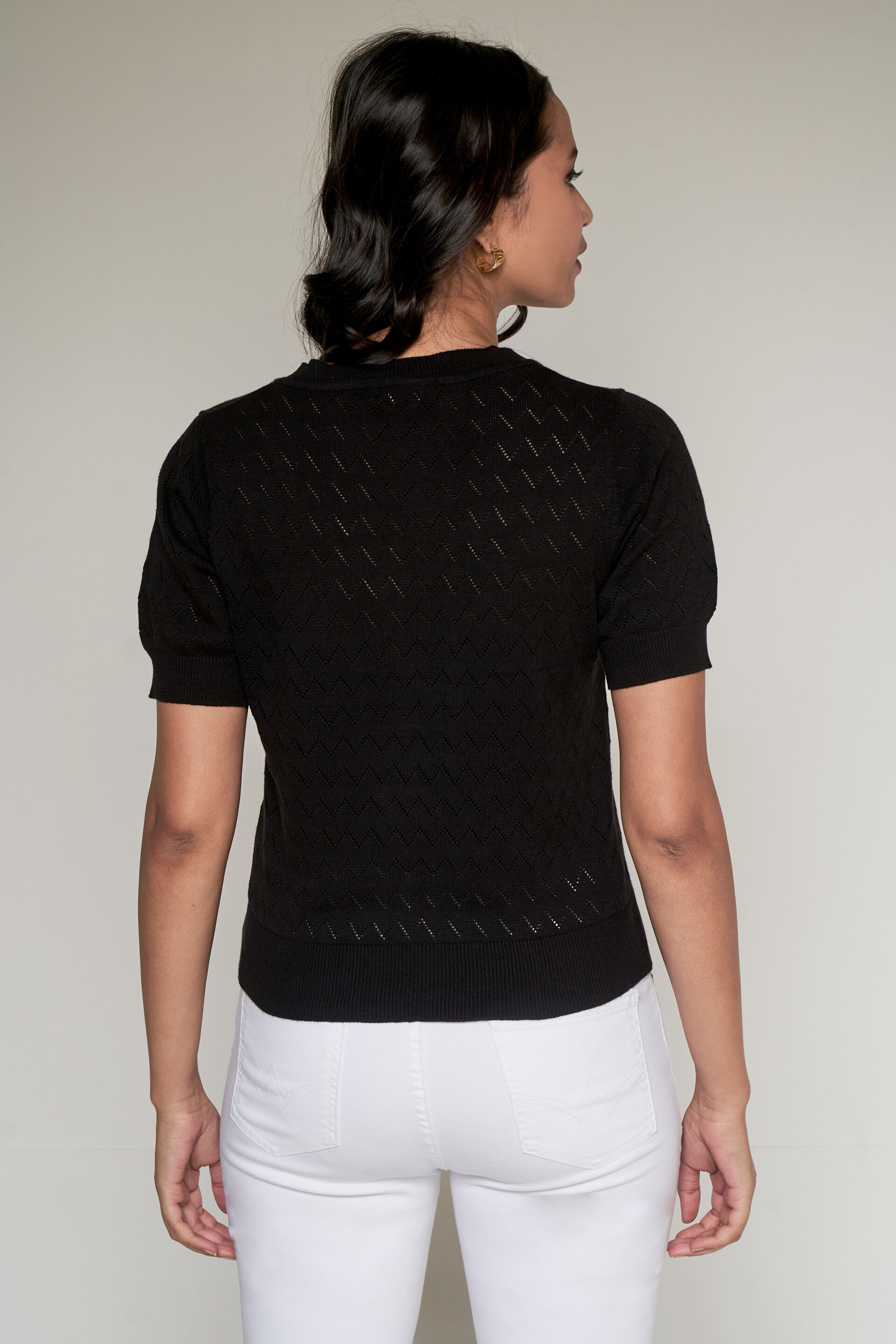 Black Self Design Straight Top, Black, image 6